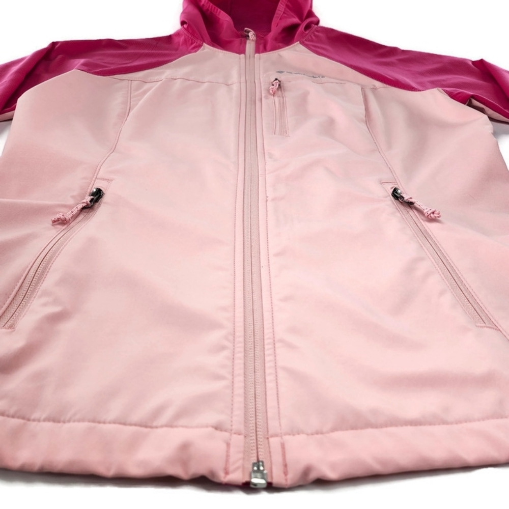Columbia Light & Dark Pink Hooded Wind Water Resistant Softshell Stretch Jacket - Picture 4 of 11